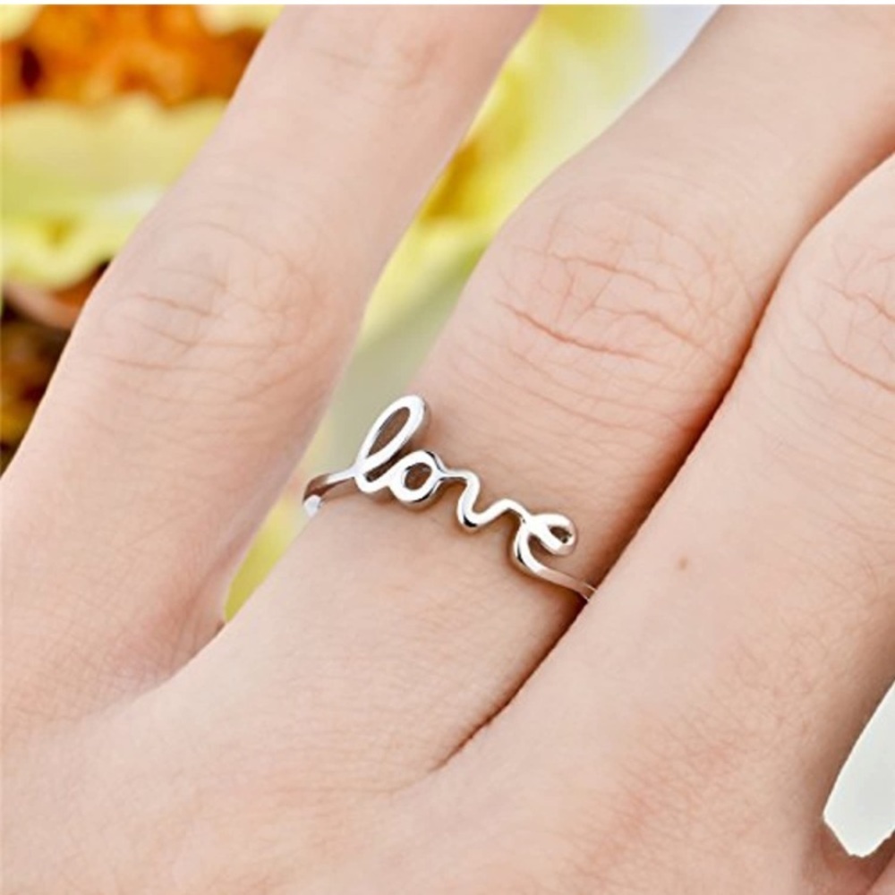 925 Love Inscription Letters Phrase Ring - Picture 9 of 10